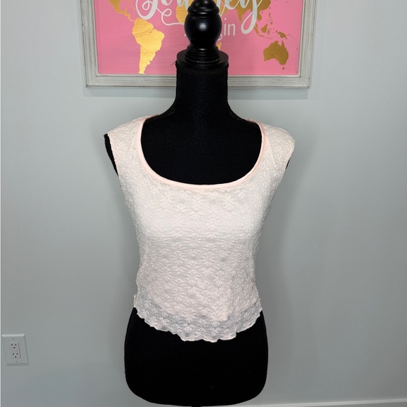 Atelier by Kirious Light Pink Crop Floral Lace Stretchy Top (S) - Picture 2 of 6